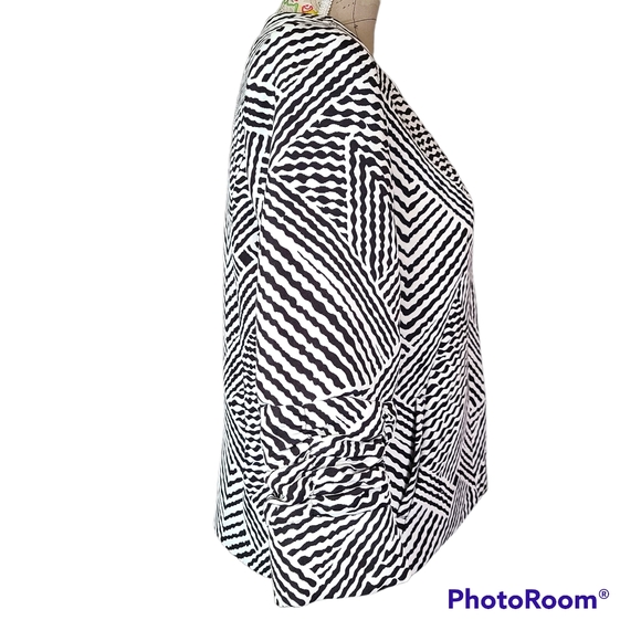 VINTAGE TRENZ by Theresa Renz Open Front Blazer Black White Abstract Size Large - Picture 4 of 10